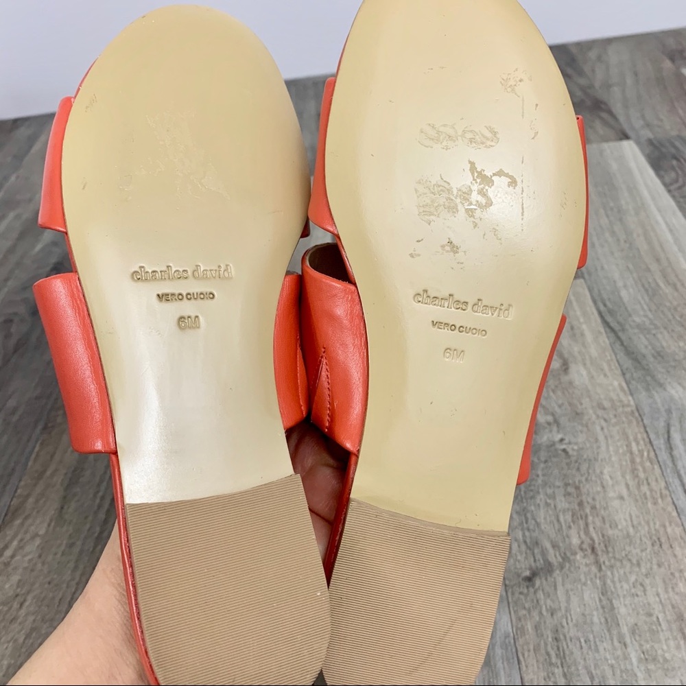 NWOT Charles Davids coral leather sandal.  Size 6M - Picture 5 of 8